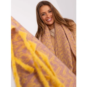 Navy yellow and purple women's winter scarf with patterns