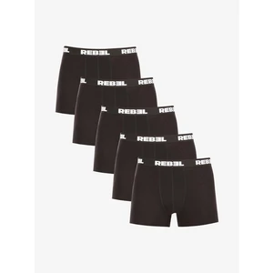 5PACK pánské boxerky Nedeto Rebel černé