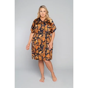 Women's Monstera bathrobe with short sleeves - print