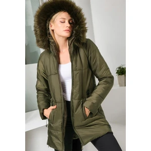 Z6668 DEWBERRY WOMEN'S COAT-PLAIN KHAKI