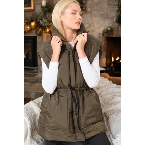 Z6747 DEWBERRY WOMEN'S VEST-PLAIN KHAKI