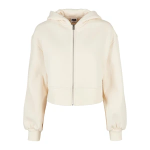 Women's Short Oversized Jacket with Zipper Whitesand