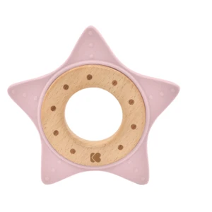 Kikkaboo Silicone and Wood Teether Star kousátko Pink 1 ks