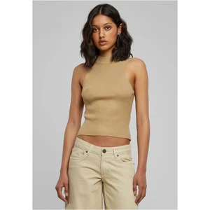 Women's turtleneck with short rib knit union beige