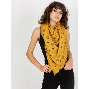 Women's scarf with print - yellow