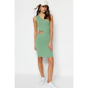 Trendyol Khaki Seamless Fitted Cut Out Detailed Mini Stretch Knit Dress