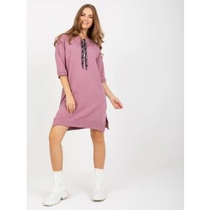 Dusty pink casual dress with 3/4 sleeves Ernestine