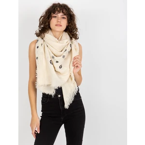 Women's scarf with print - ecru