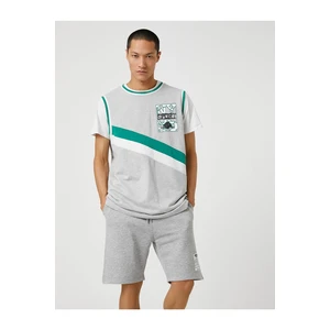 Koton Basic Shorts Tie the waist, Slogan and Printed Labels, Pockets.