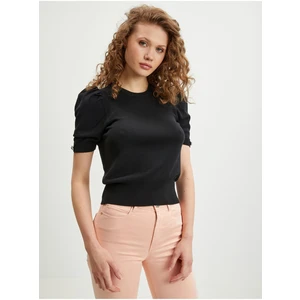 Black Ladies Short Sleeve Sweater Guess Emma - Women