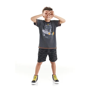 Mushi Airplane Boys Boys Gray T-shirts Camouflage Shorts Summer Suite