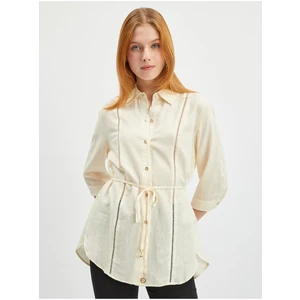 Orsay Creamy Ladies Linen Blouse - Women