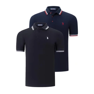 DUO SET T8594 DEWBERRY MEN'S T-SHIRT-BLACK-NAVY BLUE