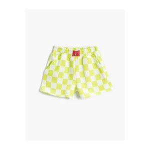 Koton Plaid Shorts with Elastic Waist, Pocket