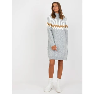 Gray melange knitted dress above the knee RUE PARIS