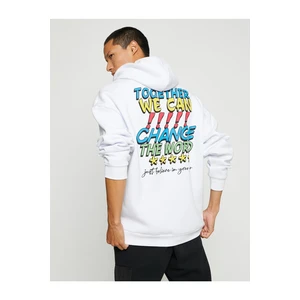 Koton Oversized Sweatshirt Hoodie with Printed Shark