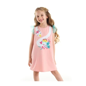 Denokids Romantic Swan Girl Pink Dress