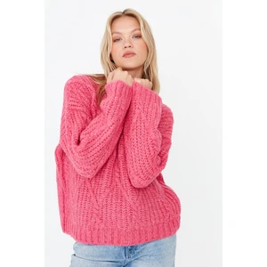 Trendyol Soft Textured Fuchsia Wide Fit Knitwear Sweater