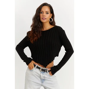 Cool & Sexy Women's Black Short Knitwear Blouse