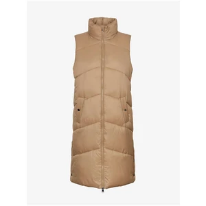 Beige long quilted vest with collar VERO MODA Uppsala - Ladies