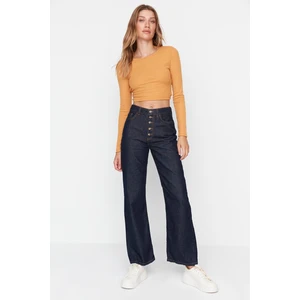 Trendyol Navy Blue Front Button High Waist 90's Wide Leg Jeans