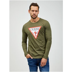 Khaki Men's Long Sleeve T-Shirt Guess - Men