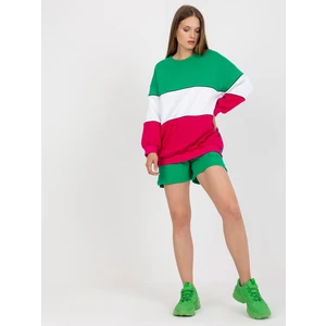 Basic green and fuchsia hooded sweatshirt from RUE PARIS