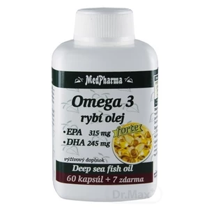 MedPharma Omega 3 Rybí olej Forte (EPA 315 mg + DHA 245 mg) 60 tob. + 7 tob. ZDARMA