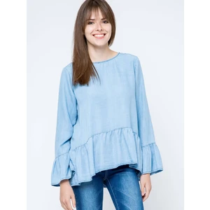 Blouse Euphora a'la jeans fastened with buttons at the back blue