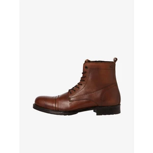 Brown Men's Leather Winter Ankle Boots Jack & Jones Shaun - Men