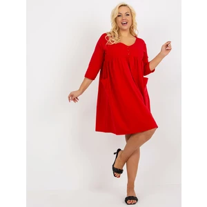 Red sweatshirt dress plus size basic with pockets