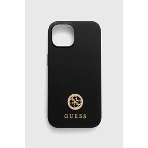 Zadní kryt Guess PU 4G Strass Metal Logo pro Apple iPhone 15, černá