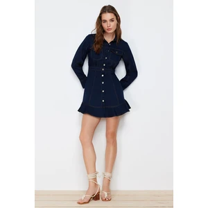 Trendyol Navy Blue Button Detailed Mini Woven Shirt Dress