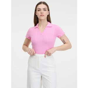 Orsay Pink Womens Ribbed Polo T-Shirt - Women