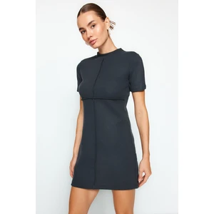 Trendyol Anthracite A-Line/A-Line Formal Thessaloniki/Knitwear Look Mini Knitted Dress