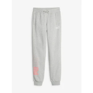 Light grey girls' brindle sweatpants Puma Power - Girls