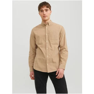 Beige Mens Corduroy Shirt Jack & Jones Classic - Men