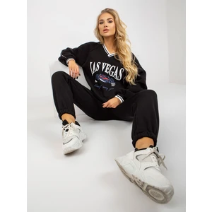 Black oversized tracksuit with print