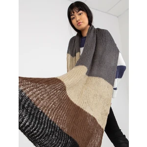 Women's black-brown knitted winter scarf