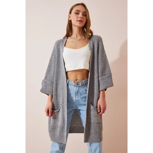 Happiness İstanbul Cardigan - Gray - Oversize