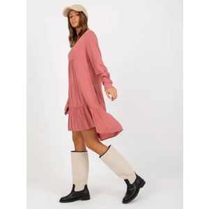 Dusty pink lady oversize dress with ruffle SUBLEVEL