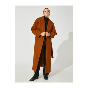 Koton Belted Pocket Double Breasted Long Coat