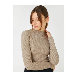 Koton Aysegul Afacan X - Ribbed Stand-Up Collar Sweater