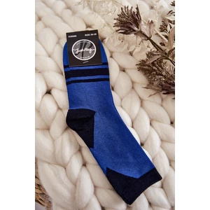 Women's two-tone socks with stripes Blue Black