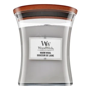 Woodwick Warm Wool vonná svíčka s dřevěným knotem 275 g