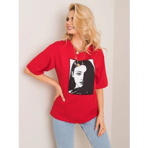 RUE PARIS Red t-shirt with a print