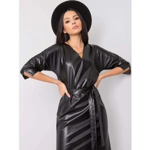 Black eco-leather dress