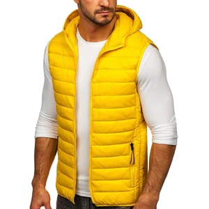 Žlutá pánská prošívaná vesta s kapucí Bolf HDL88002