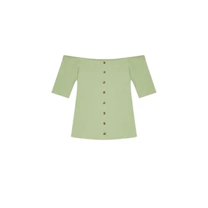 Off-the-shoulder blouse - olive green