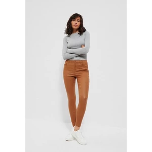 Fitted waxed trousers - beige